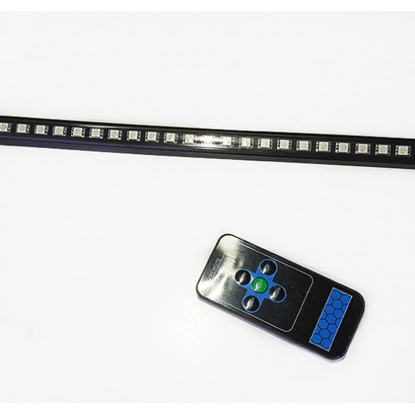 OFF ROAD Çakarlı Led Koyu TURUNCU-BEYAZ Çift Renk 24 Modlu Kumandalı 56cm - 2