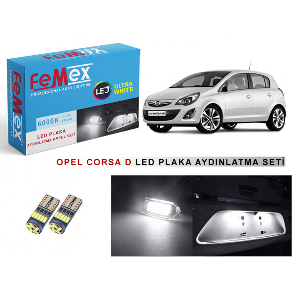 Opel Corsa D Led Plaka Aydınlatma Seti Led Ampul Beyaz FEMEX T10 - 3