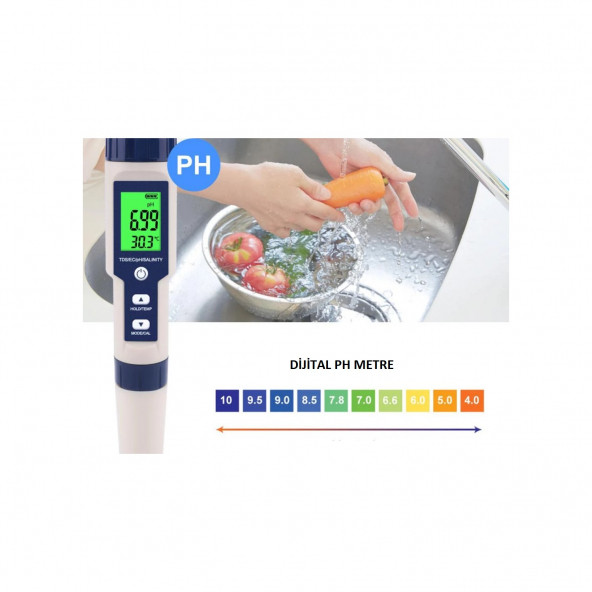 5in1 Dijital Ph/tds/ec/tuzluluk/sıcaklık Metre Işıklı Test Cihazı Iletkenlik Kalem Model-5in1 Tds Metre-A89 - 4