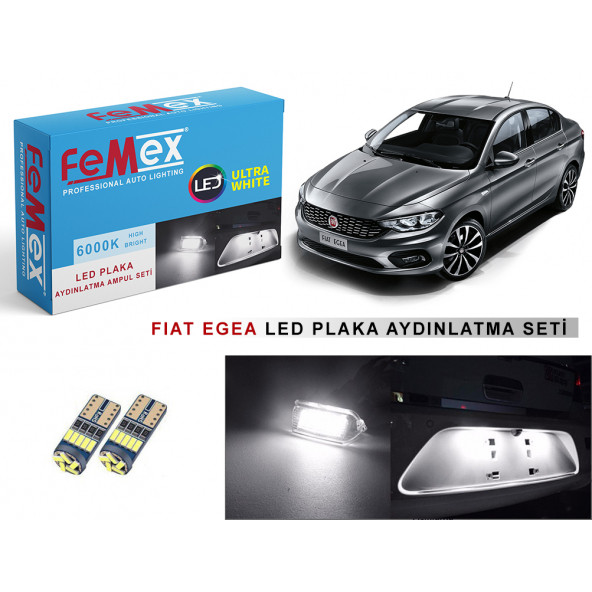 Fiat Egea Plaka Aydınlatma Seti LED Ampul Femex T10  Beyaz Led