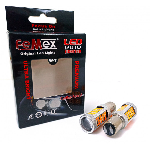 FEMEX Premium P21W-1157-9W- Çift Duy Şaşı Led Ampul Turuncu Mercekli - 2