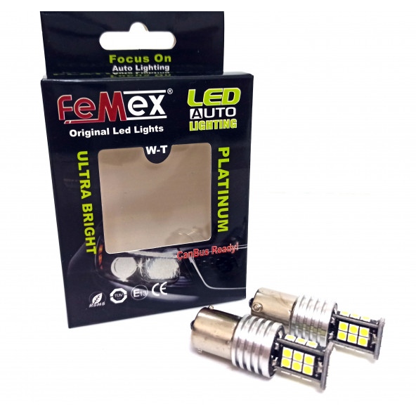 FEMEX P21W Non-Direction 1156 Tek Duy 3030 Chip 24smd Beyaz Led Ampul - 1