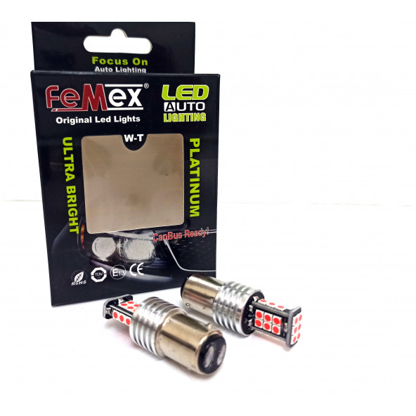 FEMEX P21W Non-Direction 1156 Tek Duy 3030 Chip 24smd Kırmızı Led Ampul