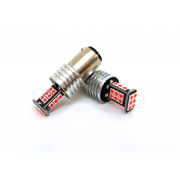 FEMEX P21W Non-Direction 1157 ÇİFT Duy 3030 Chip 24smd Kırmızı Stop Ampul - 4