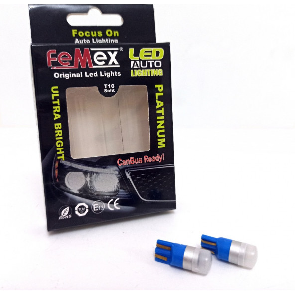 FEMEX Platinum T10 3030 Chip 1Ledli 250 Lumen Mavi Led Ampul Aktif Canbus