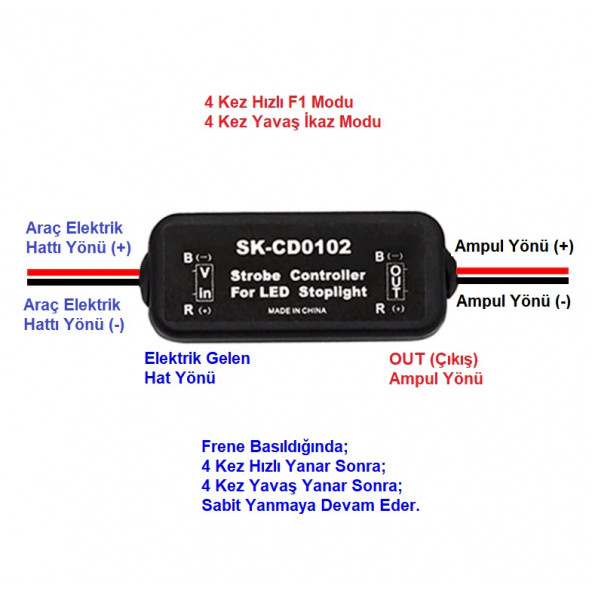 Stop Fren Çakar Modül LED AMPUL Uyumlu 12v Özel Üretim 4 Kez F1 Çakar 4 Kez Yavaş - 3