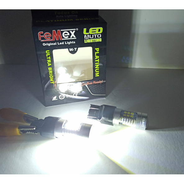 FEMEX Platinum T20-7443-15W- Dipsiz Çift Duy Led Ampul Beyaz Mercekli