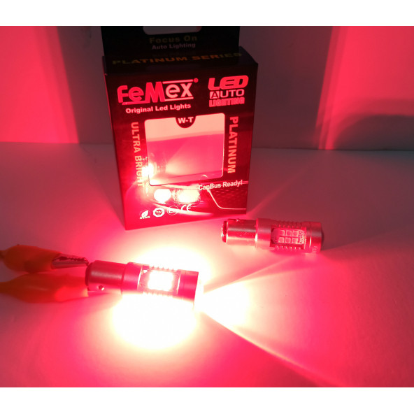 FEMEX Platinum P21W-1156-15W- Tek Duy Led Ampul Kırmızı Mercekli - 4