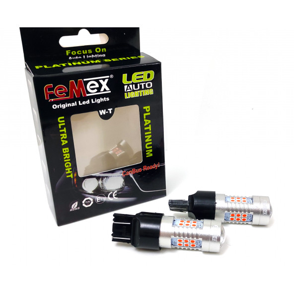 FEMEX Platinum T20-7443-15W- Dipsiz Çift Duy Led Ampul Kırmızı Mercekli - 3