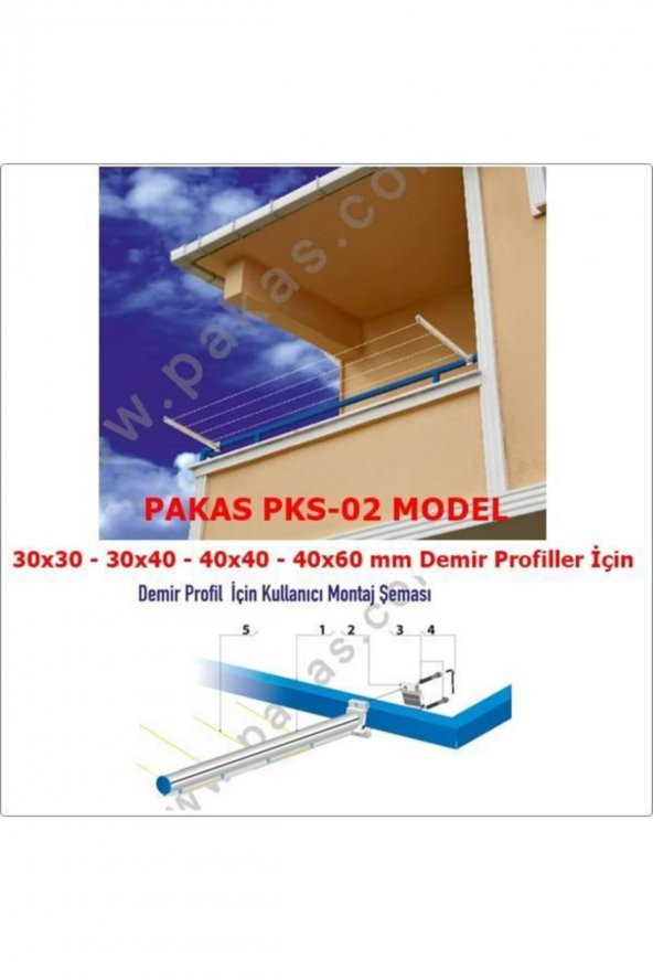 Pakas Balkon Çamaşır Kurutma Askısı Askılığı Kare Profil Pks 02 - 6