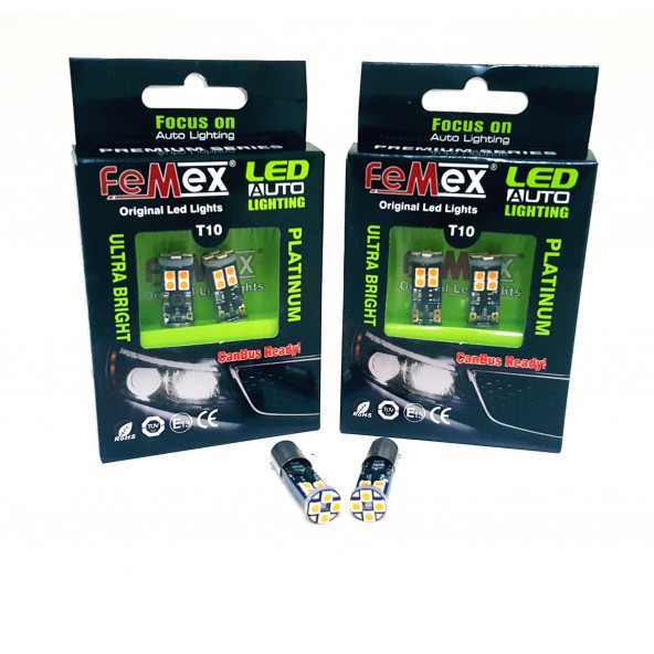 FEMEX Platinum H21W BAW9S 12Ledli 650 Lumen Turuncu Led Ampul Aktif Canbus