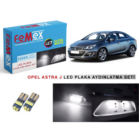 Opel Astra J Plaka Aydınlatma Seti Led Ampul Beyaz FEMEX T10
