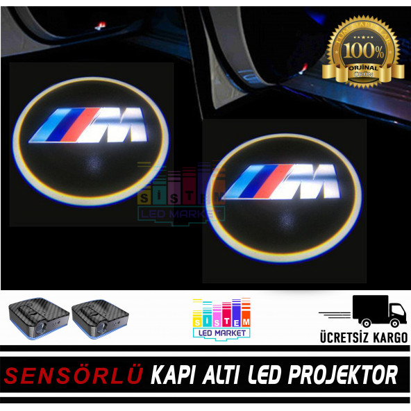 BMW M Araçlar İçin Pilli Yapıştırmalı Kapı Altı Led Logo