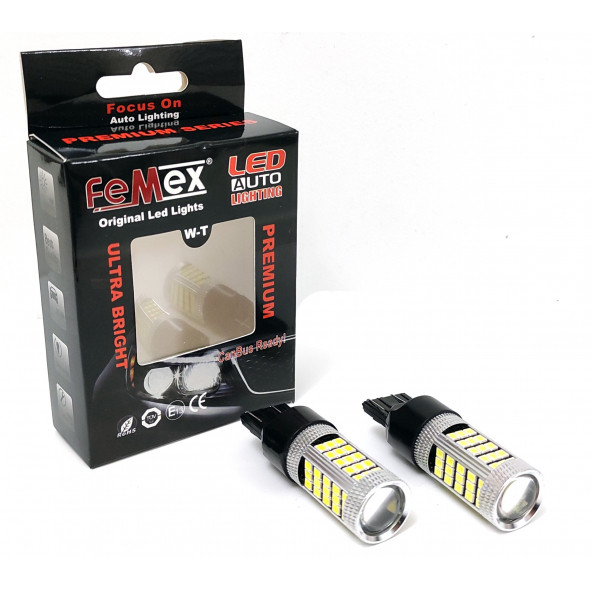 FEMEX Premium T20 7443 9w Led Ampul Çift Duy Beyaz 2835 Chip Mercekli