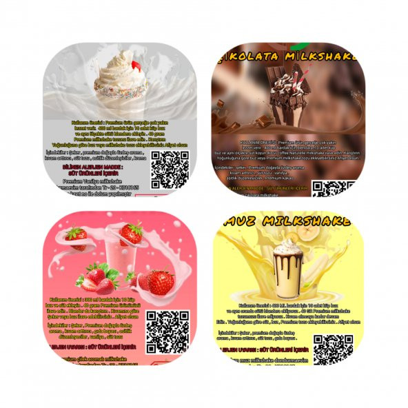 Premium Milkshake & Smoothie & Frappe Tozu Tanışma Paketi 2 KG ( çilek , muz, vanilya , çikolata )