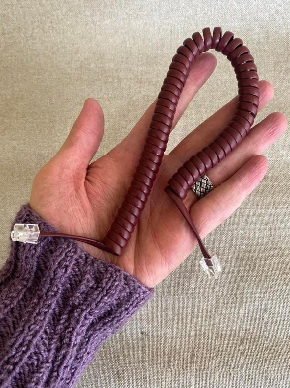 Spiralli Telefon Ahize Kablosu 2 Metre Bordo - 3