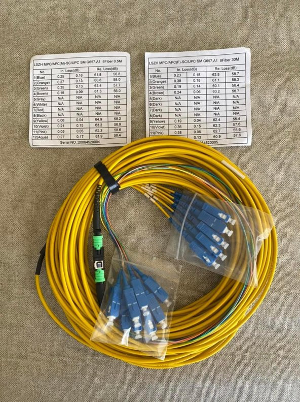 MPO/APC - SC/UPC SM G657.A1 Fiber Optik Kablo 30Metre A1