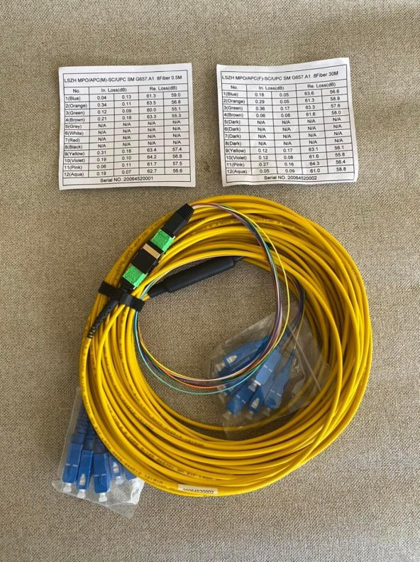 MPO/APC - SC/UPC SM G657.A1 Fiber Optik Kablo 30Metre A2