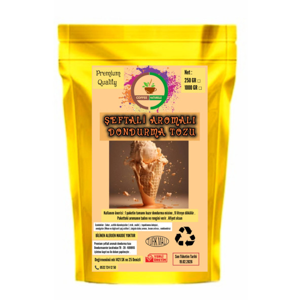 Şeftali Aromalı Dondurma Karışımı