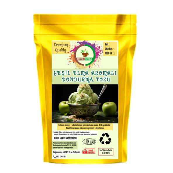 Yeşil Elma aromalı Dondurma Karışımı