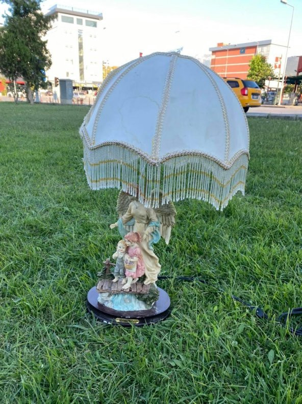Melek Figürlü Antika Abajur 65 cm Hafif Kusurlu - 6