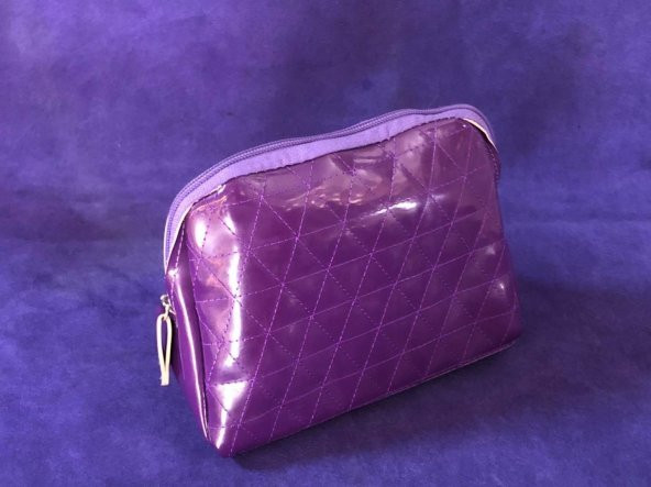 Makyaj Çantası Mor 19x15 cm - Makyaj El Çantası - 2