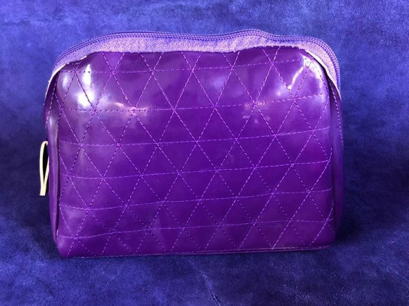 Makyaj Çantası Mor 19x15 cm - Makyaj El Çantası - 4