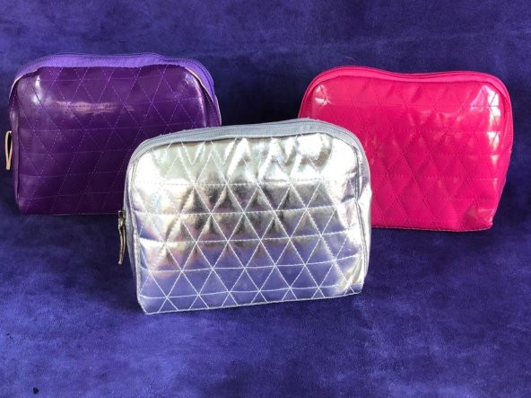 Makyaj Çantası Mor 19x15 cm - Makyaj El Çantası - 5