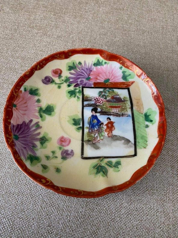 El Boyama Antika Porselen Fincan Tabağı 13,5cm - 7