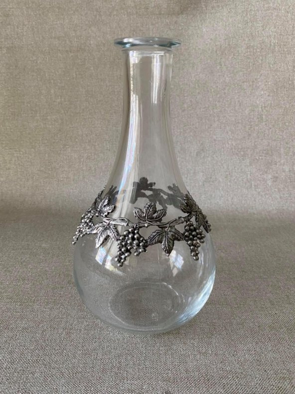 Gümüş Üzüm Salkım Detaylı Antika İtalyan Cam Vazo 25cm - 7