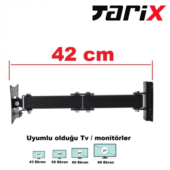 tarix WB-03 Küçük Tvler için Hareketli Askı Aparatı 17" - 27" - 2