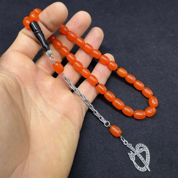Kapsül Model Püsküllü 8-10mm Ateşi Sıkma Kehribar Tesbih