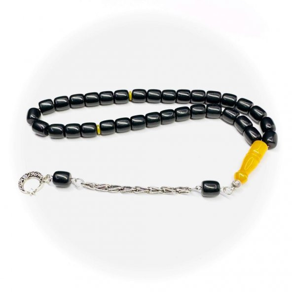 Çubuk Malzeme Püsküllü Kesme Model 8-9mm Sıkma Kehribar Tesbih - Resim 2