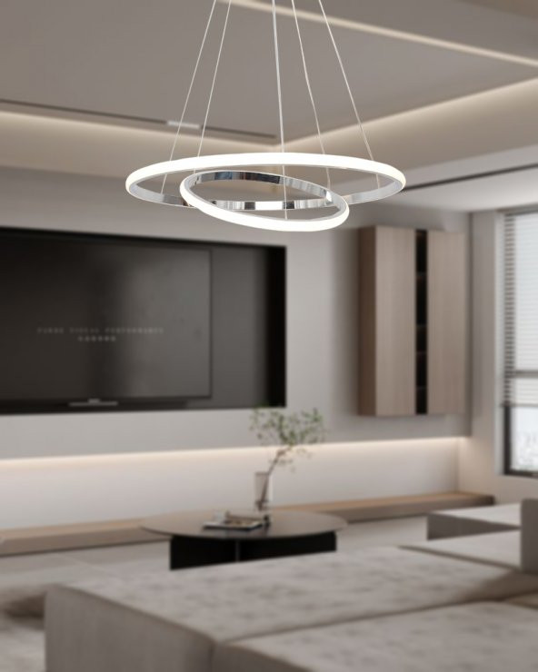 TT Aydınlatma TT300-2 KR  Halka 2 li Krom Led Avize - 3