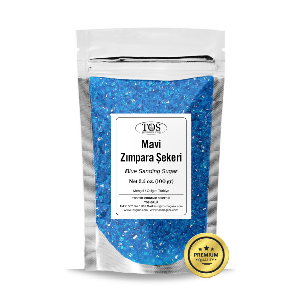 TOS Mavi Zımpara Şekeri 100 gr (Renkli Yenilebilir Şeker)