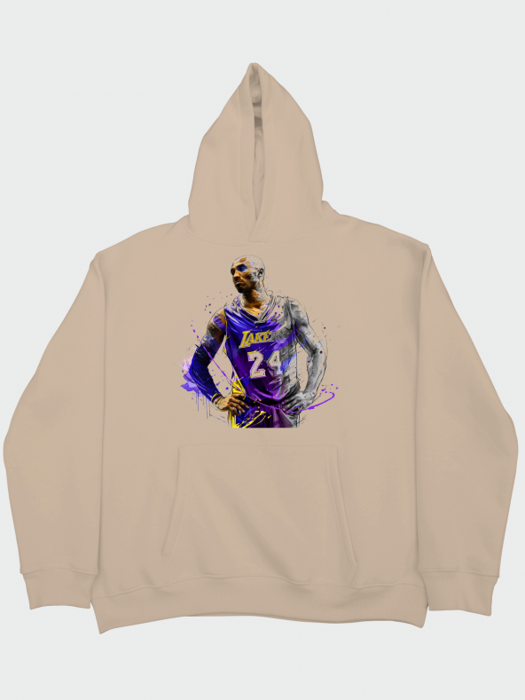 TST TEKSTİL Oversize Unisex Kobe Bryant Göğüse Baskılı Hoodie
