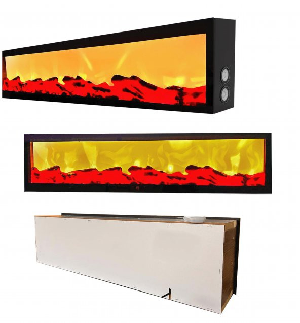 Dekoratif Yapay Şömine 150 X 35 X 17 CM Elektrikli Şömineler - 4