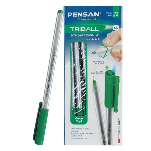 Pensan Tükenmez Kalem Triball 1.0 MM Bilye Uç Açık Yeşil 12 Lİ 1003 - 2
