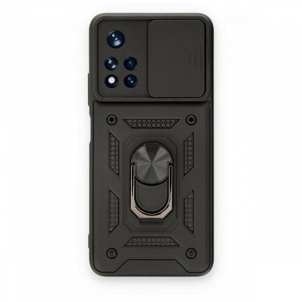 Xiaomi Redmi Note 11 Pro Plus 5G Kılıf Kamera Korumalı Sürgülü Yüzüklü Standlı Tank - 5
