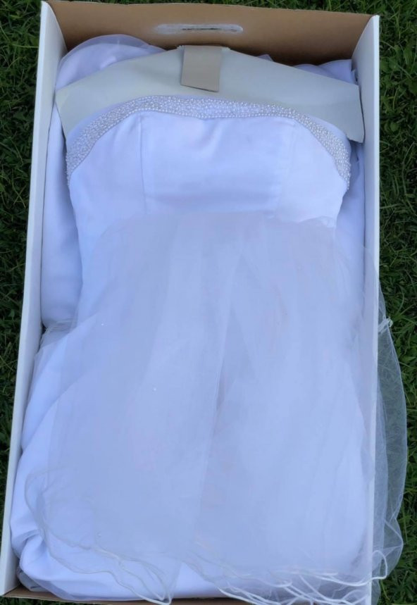 David’s Bridal Gloria Van Derbild Saten Vintage Tasarım Gelinlik Size 6 - 4