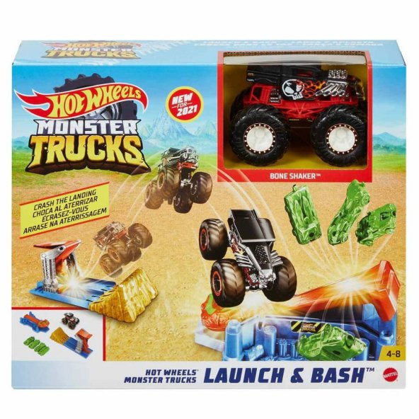 Hot Wheels Monster Trucks Fırlat ve Çarpış Oyun Seti GVK08 - 3