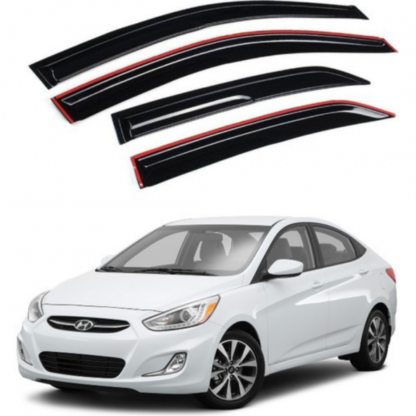 Hyundai Accent Blue 2011-2018 Uyumlu Mugen Cam Rüzgarlığı Seti Piano Black 4lü İthal ürün görseli 1