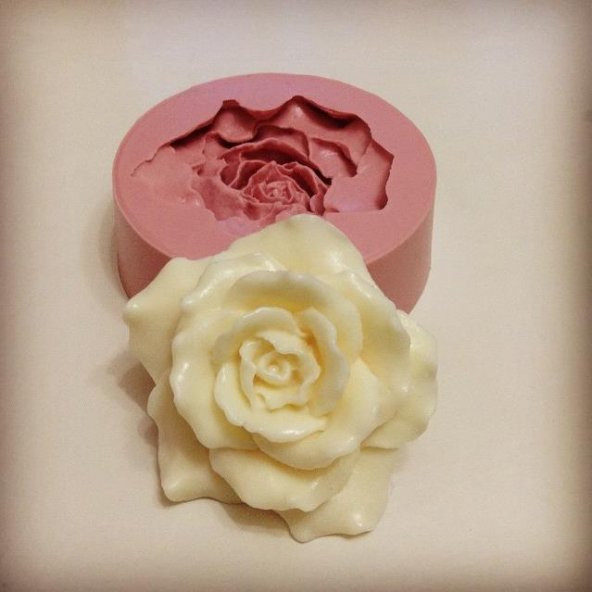 Büyük Açmış Gül Silikon Sabun Kalıbı Kokulu Taş Kalıbı