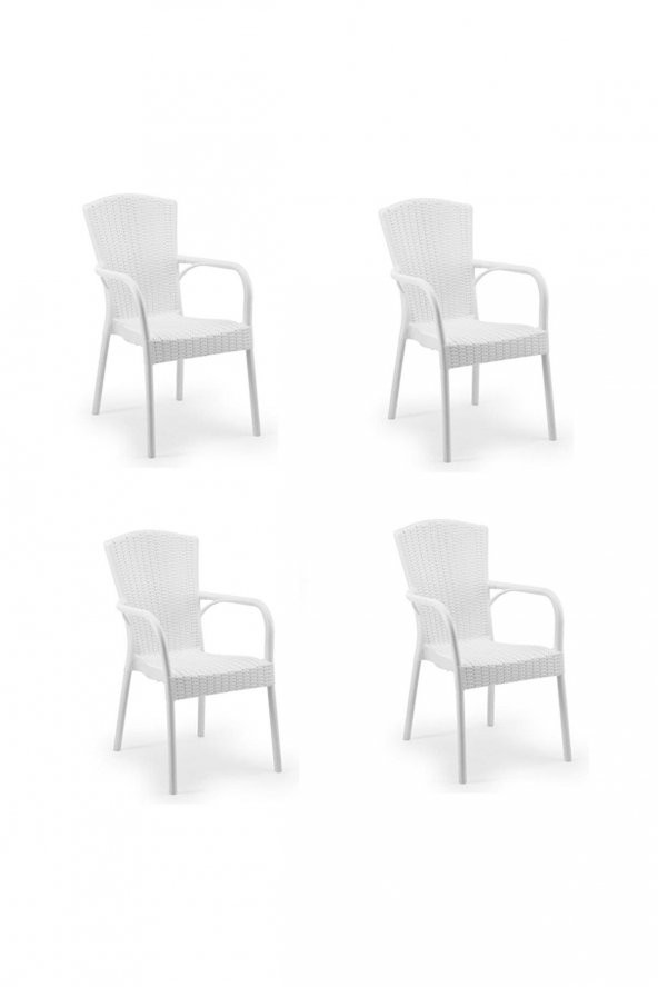 Mandella Doğa Rattan Koltuk (6 Adet) Beyaz - Resim 3