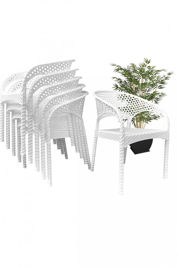 Mandella Regnum Örgü Koltuk (6 Adet) Beyaz - 3