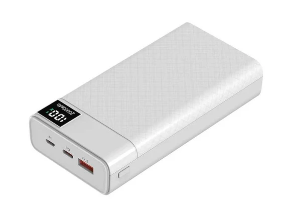 Zore B-12 QC 3.0 Hızlı Şarj Özellikli 22.5W Led Göstergeli Taşınabilir Powerbank 20000 mAh  Beyaz