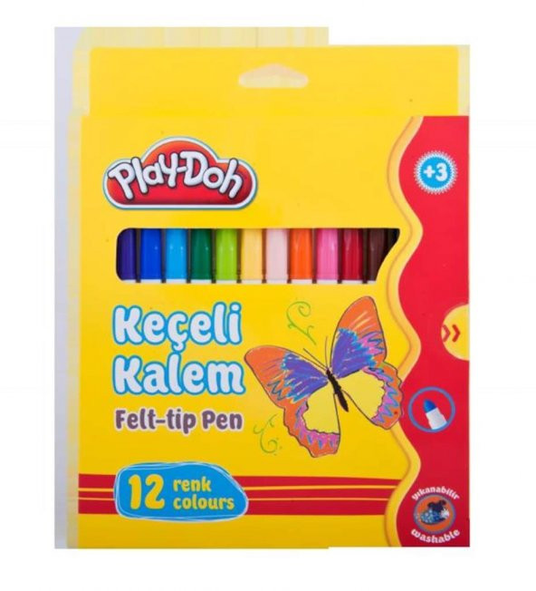 Play-Doh Keçeli Kalem Karton Kutu 5 MM 12 Renk PLAY-KE007