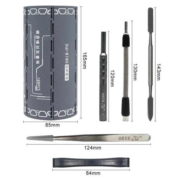 128 İN 1 SW-8180 SİLİNDİRİK TORNAVİDA SETİ - 2