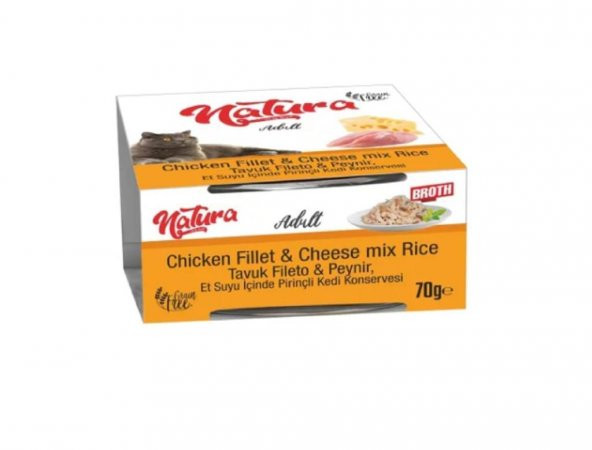 Natura Tavuk Fileto&Peynir Et Suyu İçinde Pirinçli Kedi Konservesi 70Gr - 2