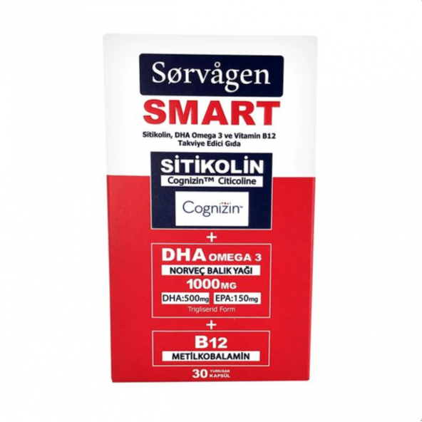 Sorvagen Smart Sitikolin Dha Omega 3 ve B12 30 Tablet